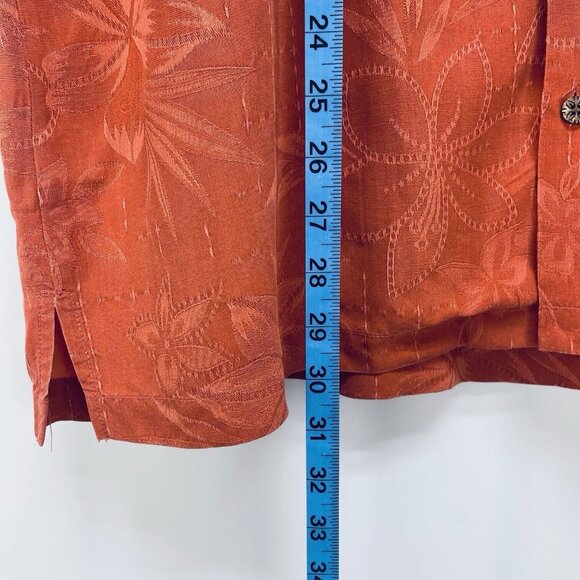 Tommy Bahama Shirt Size L Men’s Palm Tree Short Sleeve Silk Button-Up Orange - Picture 9 of 10